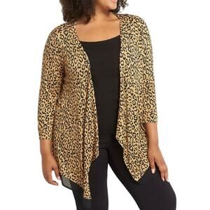 Lane Bryant Sz 34/36 Lane Essentials Open-Front Chiffon Cardigan in Wild Animal